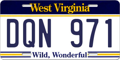 WV license plate DQN971