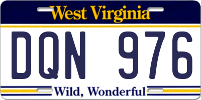 WV license plate DQN976