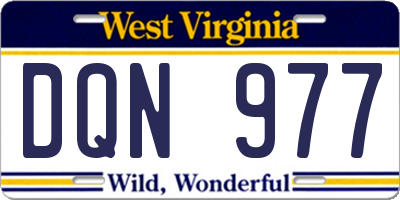 WV license plate DQN977