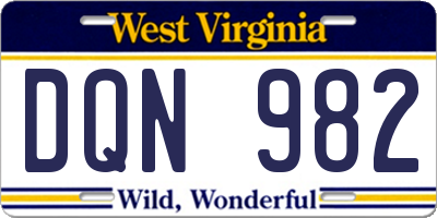 WV license plate DQN982