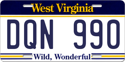 WV license plate DQN990