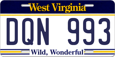 WV license plate DQN993