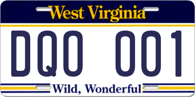 WV license plate DQO001