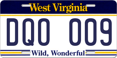 WV license plate DQO009