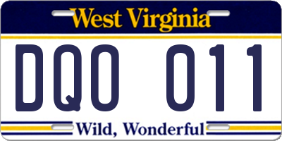 WV license plate DQO011