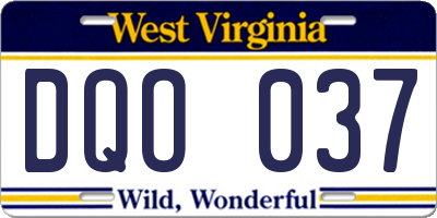 WV license plate DQO037