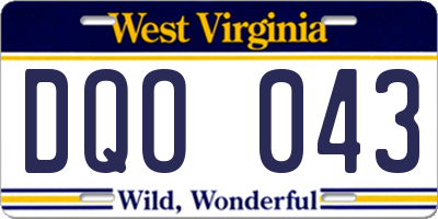 WV license plate DQO043