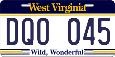 WV license plate DQO045