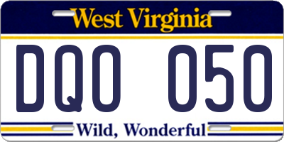 WV license plate DQO050