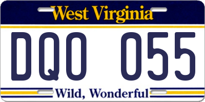 WV license plate DQO055