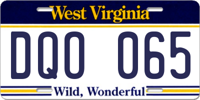 WV license plate DQO065