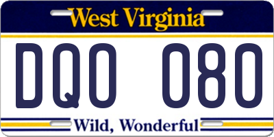 WV license plate DQO080
