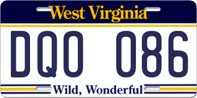 WV license plate DQO086