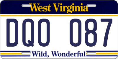 WV license plate DQO087
