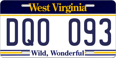WV license plate DQO093