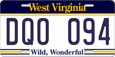 WV license plate DQO094