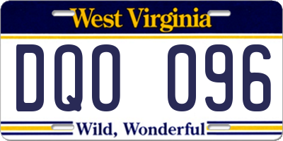 WV license plate DQO096