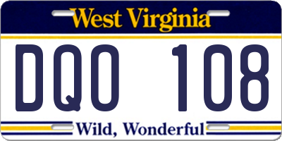 WV license plate DQO108