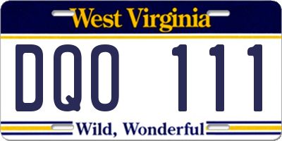WV license plate DQO111