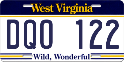 WV license plate DQO122