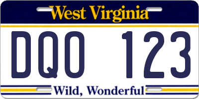 WV license plate DQO123