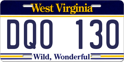 WV license plate DQO130