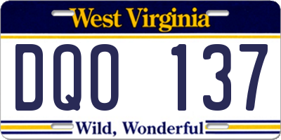 WV license plate DQO137