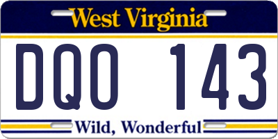 WV license plate DQO143