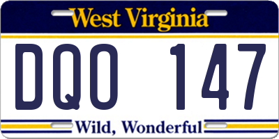 WV license plate DQO147