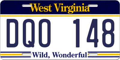 WV license plate DQO148