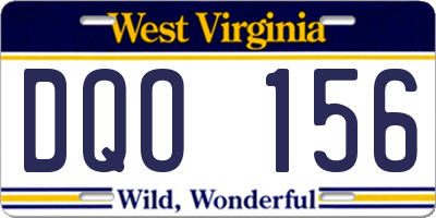 WV license plate DQO156