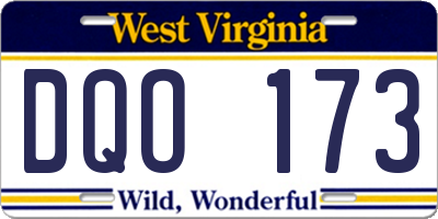 WV license plate DQO173