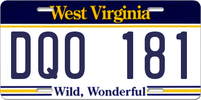 WV license plate DQO181