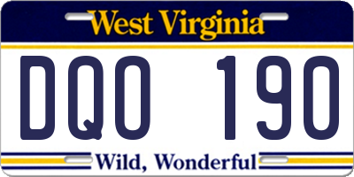 WV license plate DQO190