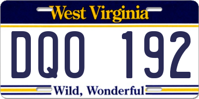 WV license plate DQO192