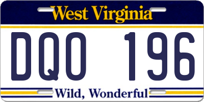 WV license plate DQO196