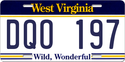 WV license plate DQO197