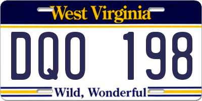 WV license plate DQO198