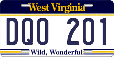 WV license plate DQO201