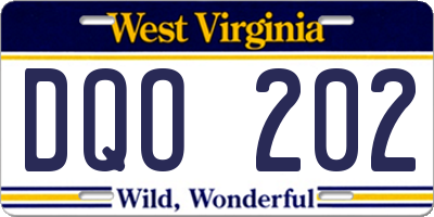 WV license plate DQO202