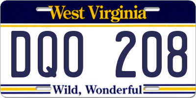 WV license plate DQO208