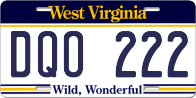 WV license plate DQO222