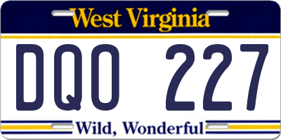 WV license plate DQO227