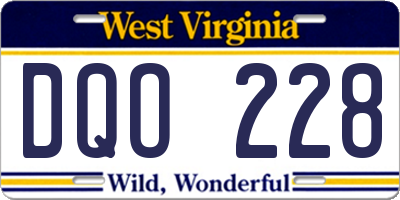 WV license plate DQO228