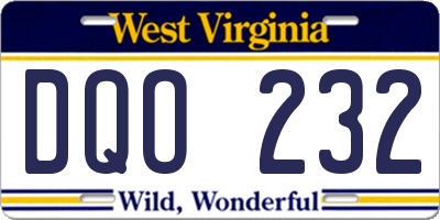 WV license plate DQO232