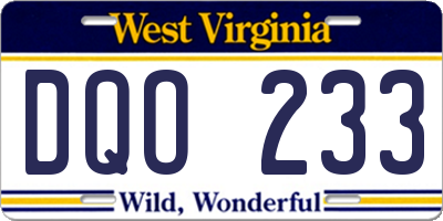WV license plate DQO233