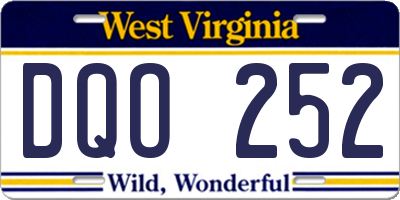 WV license plate DQO252