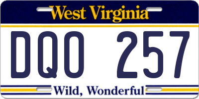 WV license plate DQO257