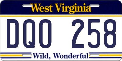 WV license plate DQO258