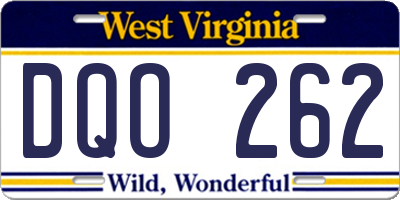 WV license plate DQO262